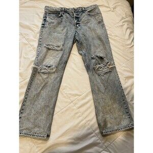 Rare Acid Wash Distressed H&M SIZE 14 &Denim 90’s Boyfriend Jeans 28 Length